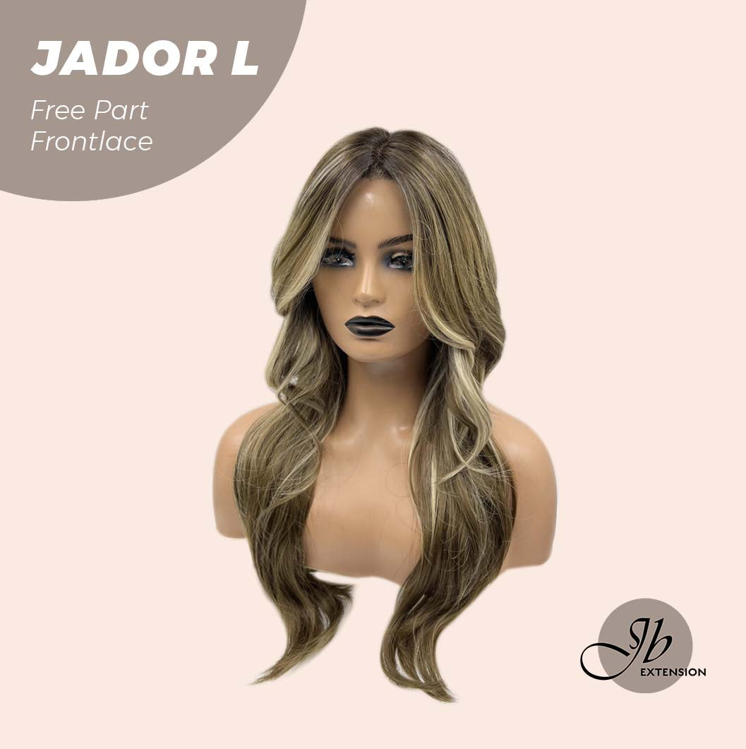 [FINAL SALE] JBEXTENSION 24 Inches Blonde Highlight Curly Lace Front Wig.Pre Plucked 13*4 HD Transparent Lace Frontal Handmade Futura Fiber Swiss Lace Synthetic Fiber Pre-Cut Lace Glueless Wig JADOR L