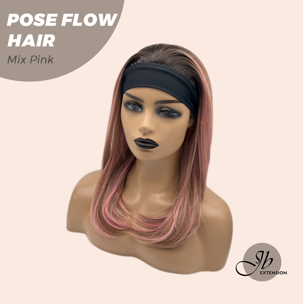 JBEXTENSION 18 Inches Mix Pink Headband Wig POSE FLOW HAIR - MIX PINK