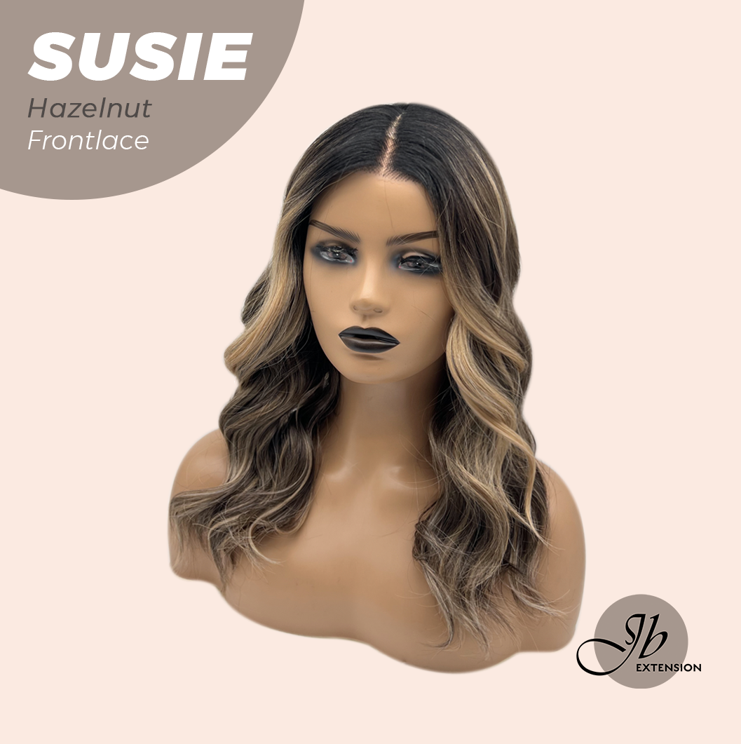 JBEXTENSION 16 Inches Hazelnut Women Pre-Cut Frontlace Glueless Wig SUSIE HAZELNUT