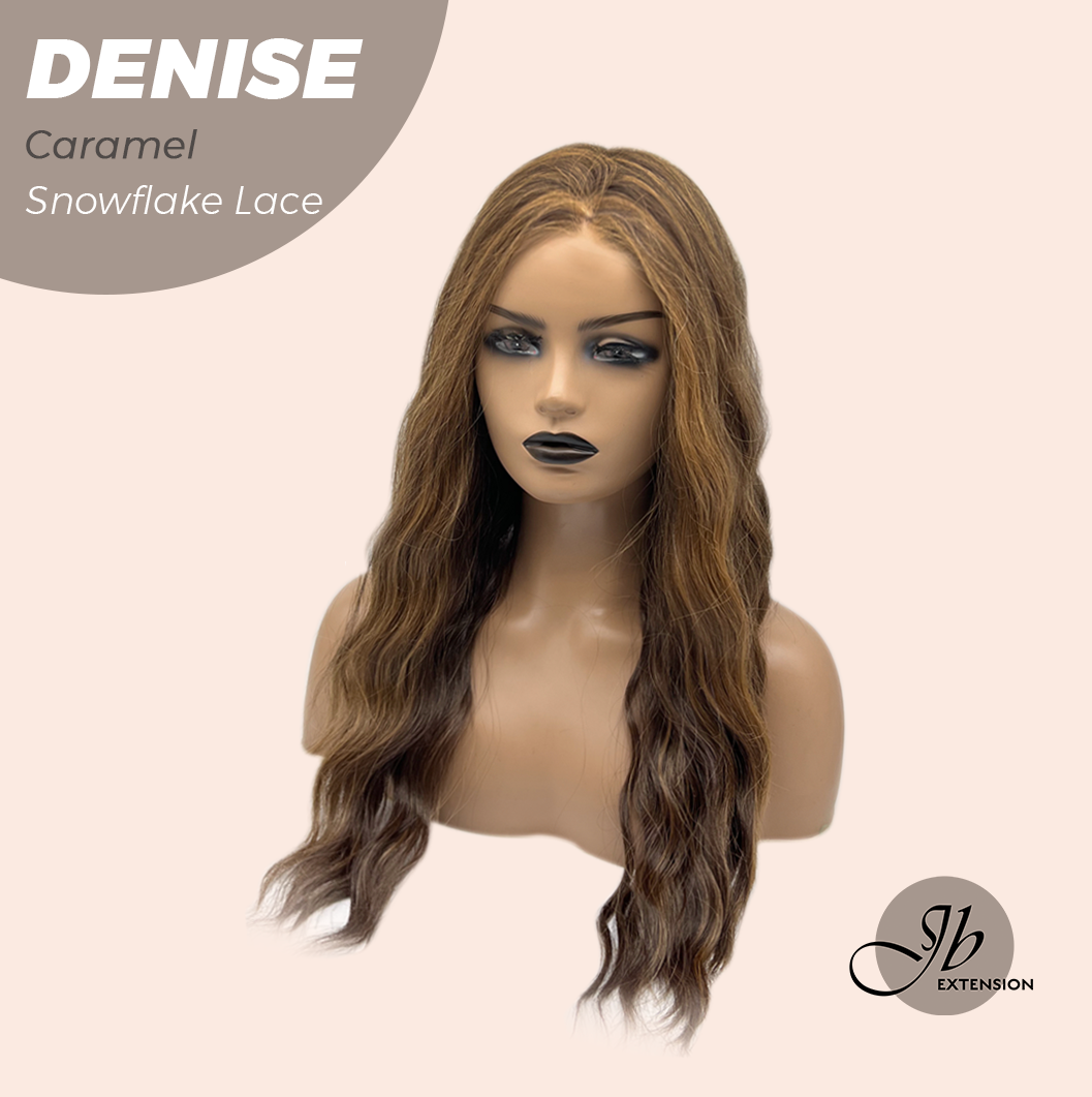 JBEXTENSION 24 Inches Caramel Wave Pre-Cut Snowflake Lace Frontlace Glueless Wig DENISE CARAMEL【PERMATEASE】【BENDY EAR TABS】- M/L