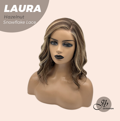 JBEXTENSION 14 Inches Hazelnut Pre-Cut Side Part Snowflake Lace Frontlace Glueless Wig LAURA SNOWFLAKE HAZELNUT【BENDY EAR TABS】- S/M
