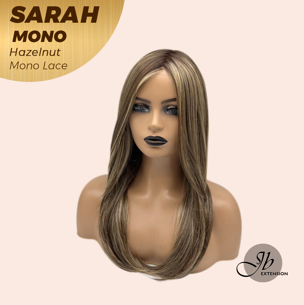 JBEXTENSION SARAH MONO Full Monofilament Wig 22 Inches Hazelnut Color Full Mono Lace Glueless With Anti-slip Silicone Strips Wig SARAH MONO HAZELNUT【BENDY EAR TABS】