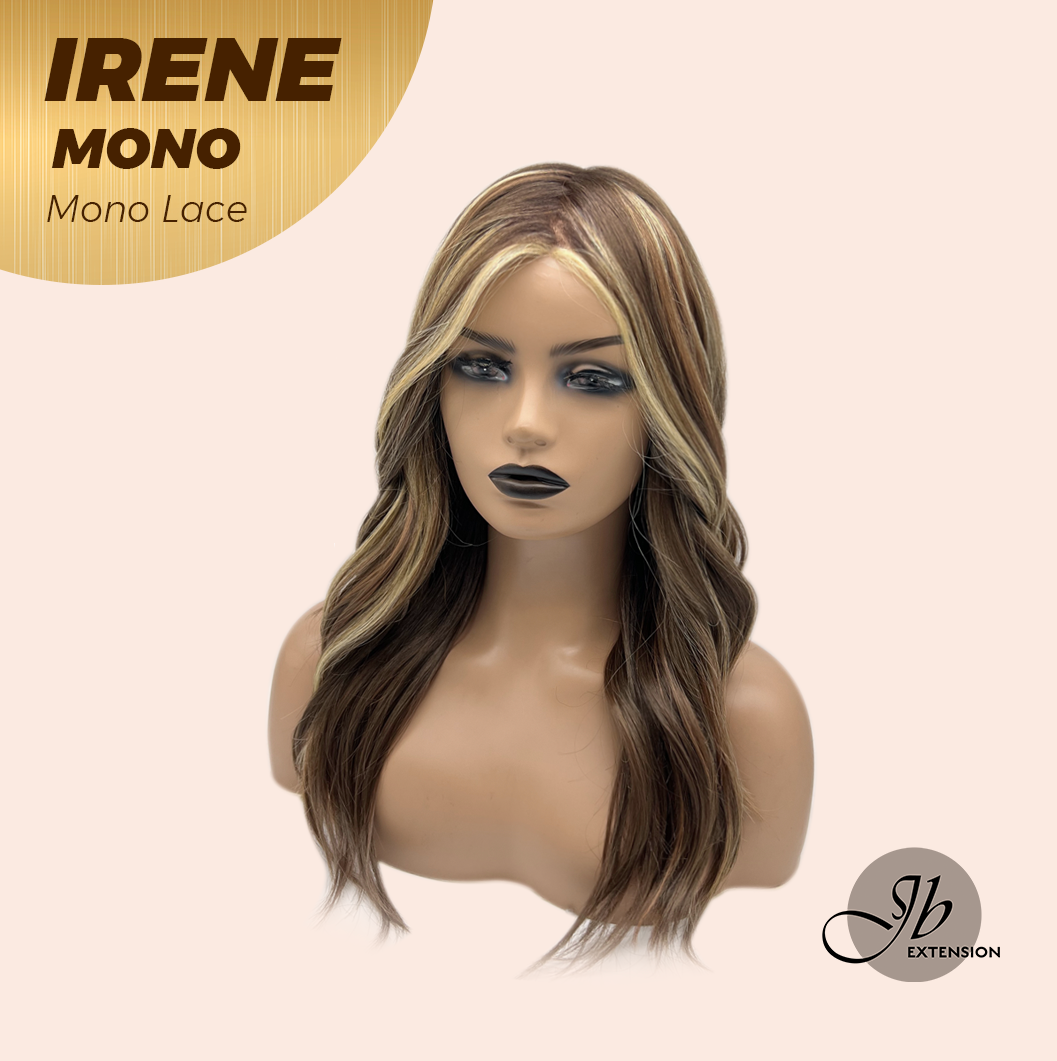 JBEXTENSION IRENE MONO Monofilament Handmade Wig 6X5 Full Monofilament Hand Tied Top Wig 19 Inches Caramel Blonde Highlight Curly Mono Lace Wig With Anti-slip Silicone Strips Glueless Wig IRENE MONO【BENDY EAR TABS】