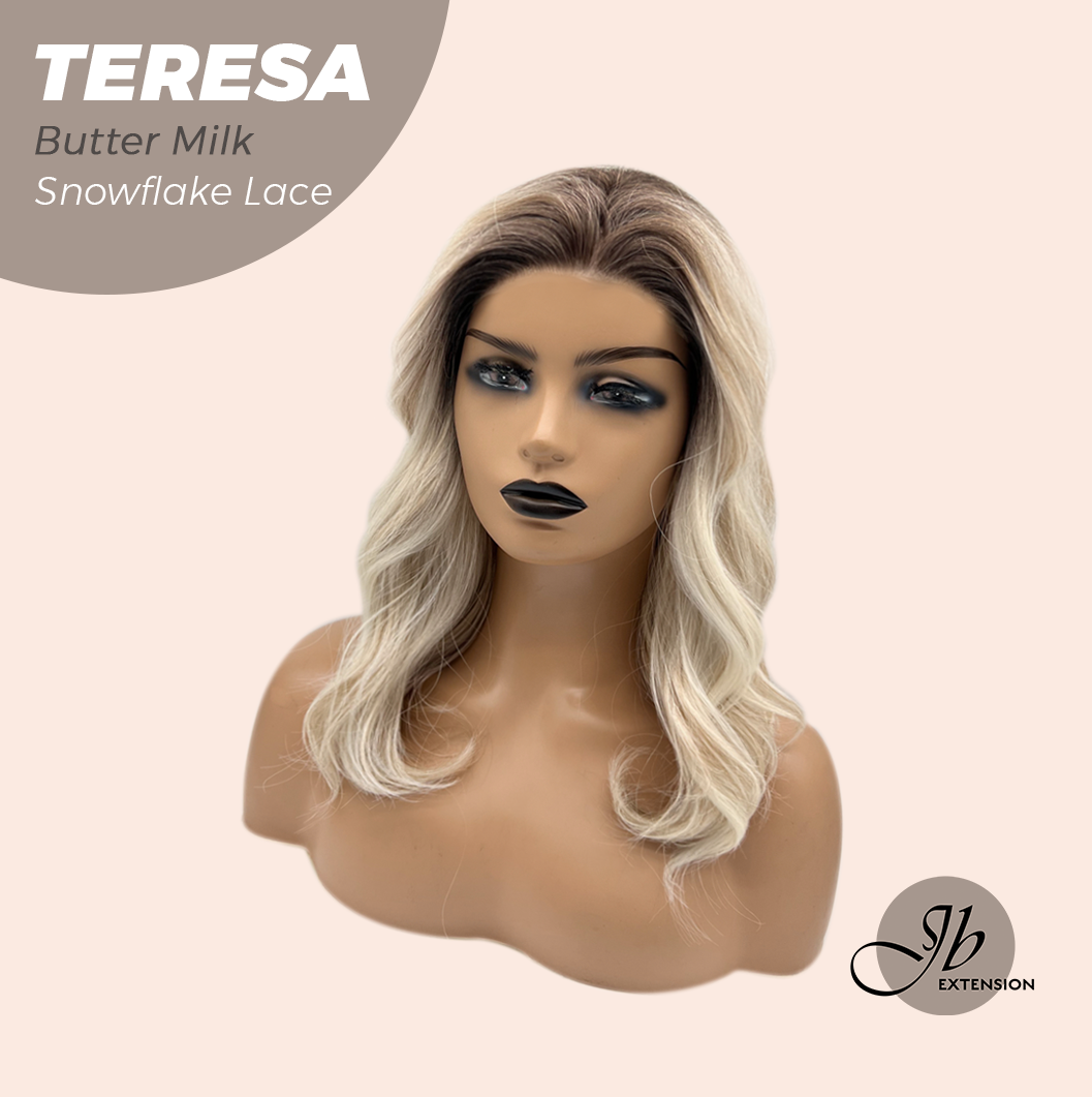 JBEXTENSION 18 Inches Butter Milk Pre-Cut Snowflake Lace Frontlace Glueless Wig TERESA BUTTER MILK【PERMATEASE】【BENDY EAR TABS】- M/L