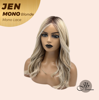 JBEXTENSION JEN MONO Monofilament Handmade Wig 6X5 Full Monofilament Hand Tied Top Wig 18 Inches Blonde Mono Lace Wig With Anti-slip Silicone Strips Glueless Wig JEN MONO BLONDE【BENDY EAR TABS】
