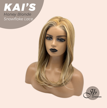 [FINAL SALE] JBEXTENSION 18 Inches Honey Blonde Pre-Cut Snowflake Lace Frontlace Glueless Wig KAI'S HONEY BLONDE【PERMATEASE】【BENDY EAR TABS】