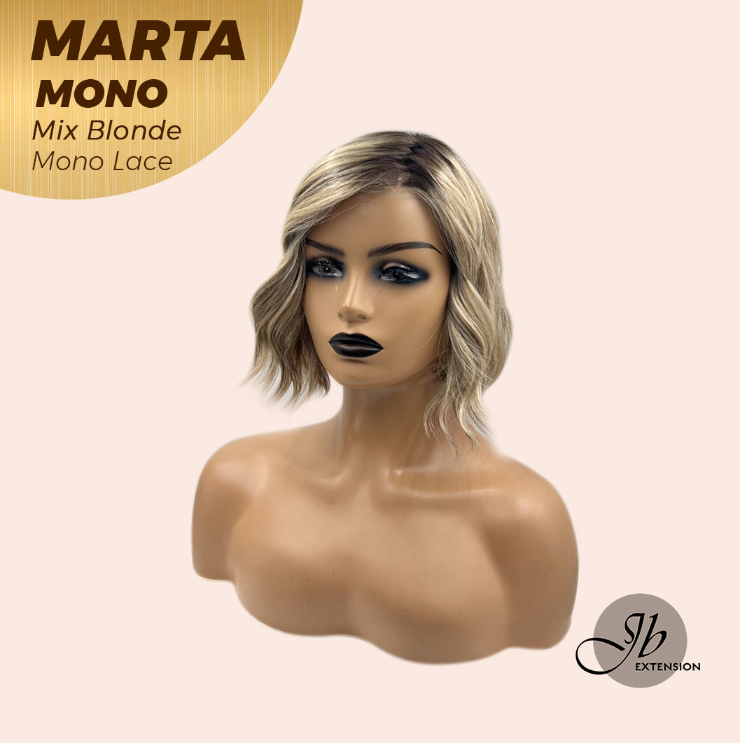 [FINAL SALE] JBEXTENSION MARTA MONO MIX BLONDE Monofilament Handmade Wig 6X5 Full Monofilament Hand Tied Top Wig 10 Inches Mix Blonde Mono Lace Handmade Futura Fiber Wig With Anti-slip Silicone Strips Glueless Wig MARTA MONO MIX BLONDE【BENDY EAR TABS】