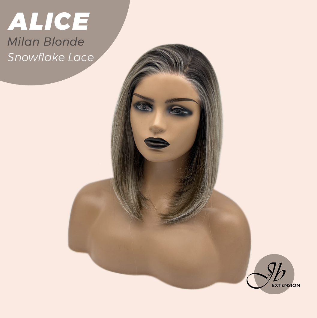 JBEXTENSION 12 Inches Milan Blonde Pre-Cut Side Part Snowflake Lace Frontlace Glueless Wig ALICE MILAN BLONDE【BENDY EAR TABS】- S/M