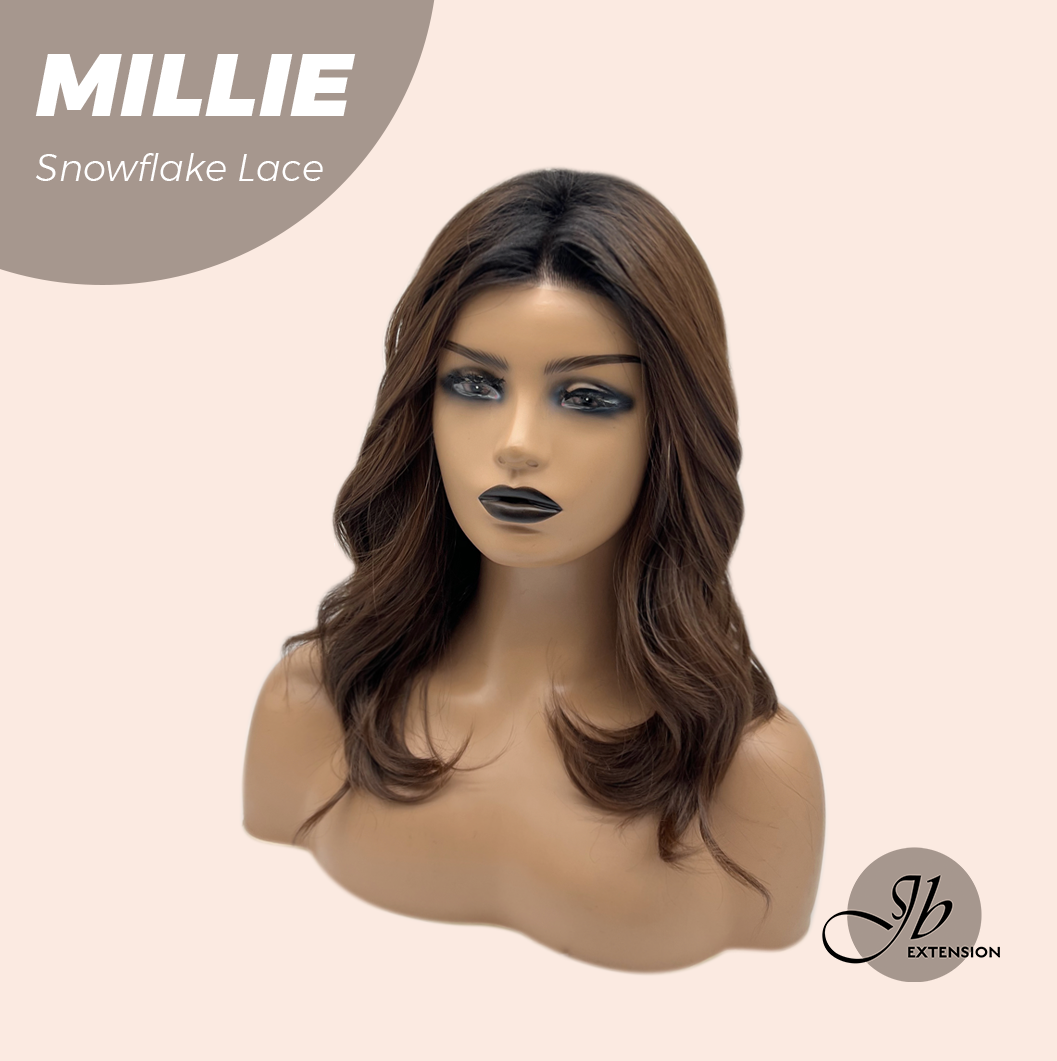 [FINAL SALE] JBEXTENSION 16 Inches Mocha Pre-Cut Snowflake Lace Frontlace Glueless Wig MILLIE SNOWFLAKE【PERMATEASE】【BENDY EAR TABS】- M/L