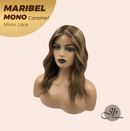 HOT OF SEASON - 16 Inches Caramel Wave Monofilament Handmade Wig 6X5 Full Monofilament Hand Tied Top Wig Lace Wig With Anti-slip Silicone Strips Glueless Wig MARIBEL MONO CARAMEL【BENDY EAR TABS】