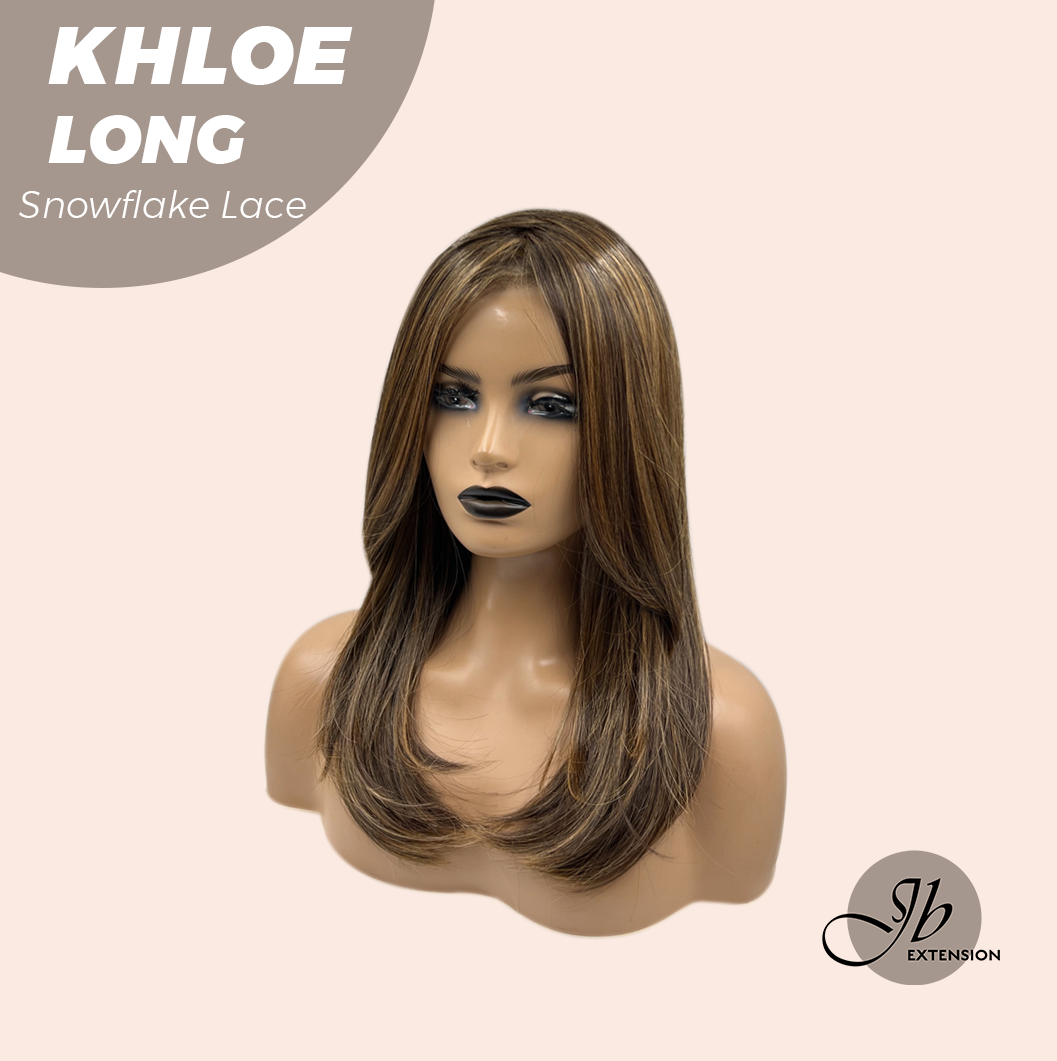 JBEXTENSION 18 Inches Caramel Pre-Cut Snowflake Lace Frontlace Glueless Wig KHLOE LONG【PERMATEASE】【BENDY EAR TABS】- M/L