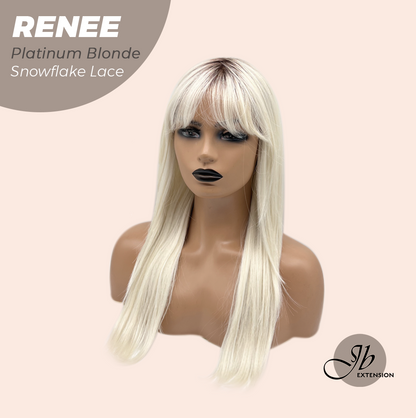 [FINAL SALE] JBEXTENSION 21 Inches Platinum Blonde Pre-Cut Arc Snowflake Lace Frontlace Glueless Wig RENEE PLATINUM BLONDE【BENDY EAR TABS】