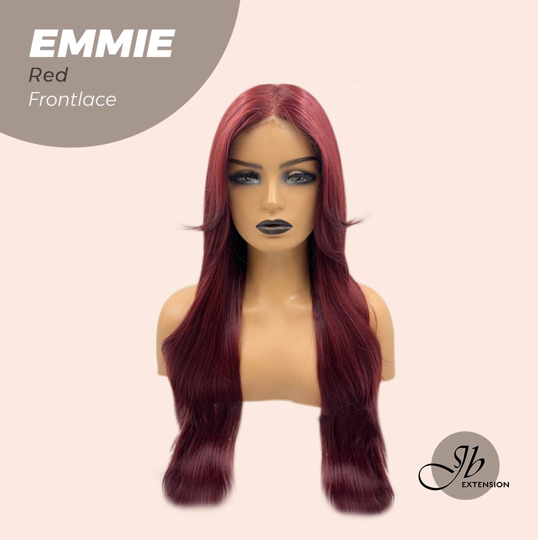 JBEXTENSION 26 Inches Curly Women Red Wig Pre-Cut Frontlace Glueless Wig EMMIE RED