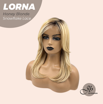 [FINAL SALE] JBEXTENSION 18 Inches Honey Blonde Curly Pre-Cut Snowflake Lace Frontlace Glueless Wig LORNA SNOWFLAKE HONEY BLONDE【PERMATEASE】【BENDY EAR TABS】