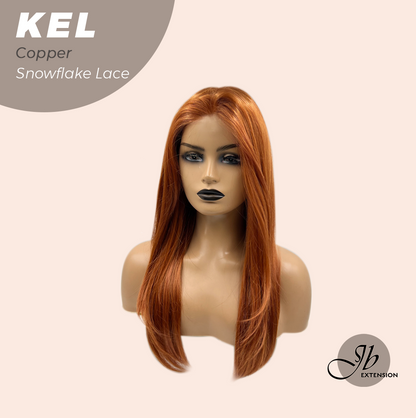 JBEXTENSION 22 Inches Copper Pre-Cut Snowflake Lace Frontlace Glueless Wig KEL COPPER【PERMATEASE】【BENDY EAR TABS】- M/L