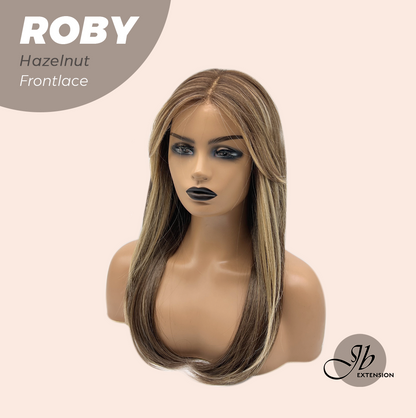 HOT OF SEASON - 22 Inches Hazelnut Blonde Highlight Women Pre-Cut Frontlace Glueless Wig ROBY HAZELNUT