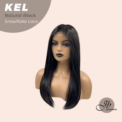 JBEXTENSION 22 Inches Natural Black Pre-Cut Snowflake Lace Frontlace Glueless Wig KEL NATURAL BLACK【PERMATEASE】【BENDY EAR TABS】- M/L