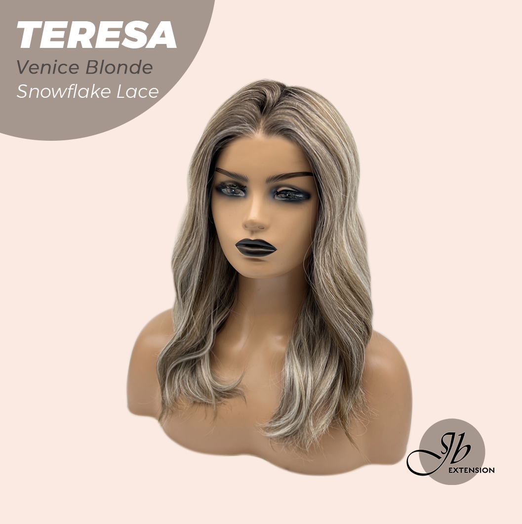 JBEXTENSION 18 Inches Venice Blonde Pre-Cut Snowflake Lace Frontlace Glueless Wig TERESA VENICE BLONDE【PERMATEASE】【BENDY EAR TABS】- M/L