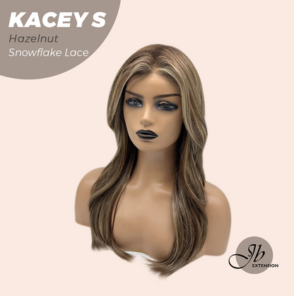 JBEXTENSION 20 Inches Hazelnut Pre-Cut Snowflake Lace Frontlace Glueless Wig KACEY S HAZELNUT【PERMATEASE】【BENDY EAR TABS】- M/L