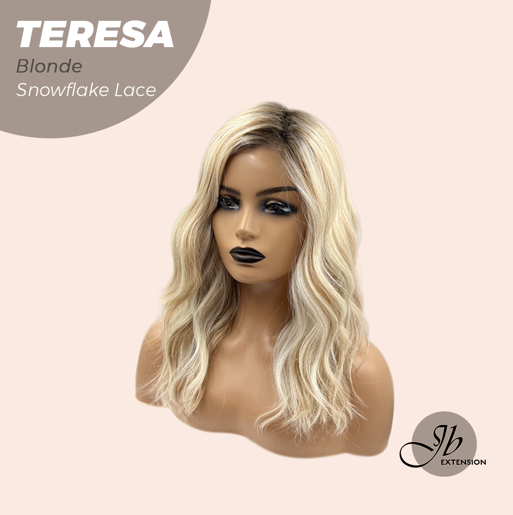 JBEXTENSION 18 Inches Mix Blonde Pre-Cut Snowflake Lace Frontlace Glueless Wig TERESA BLONDE【PERMATEASE】【BENDY EAR TABS】- M/L