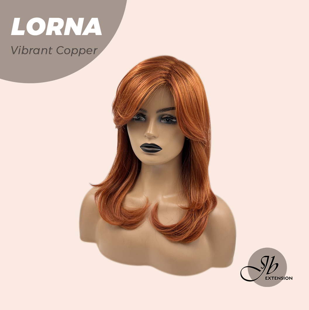 [FINAL SALE] HOT OF SEASON - 18 Inches Vibrant Copper Curly Women Fashion Full Machine Wig With Bangs LORNA VIBRANT COPPER【PLUS PERMATEASE】【BENDY EAR TABS】