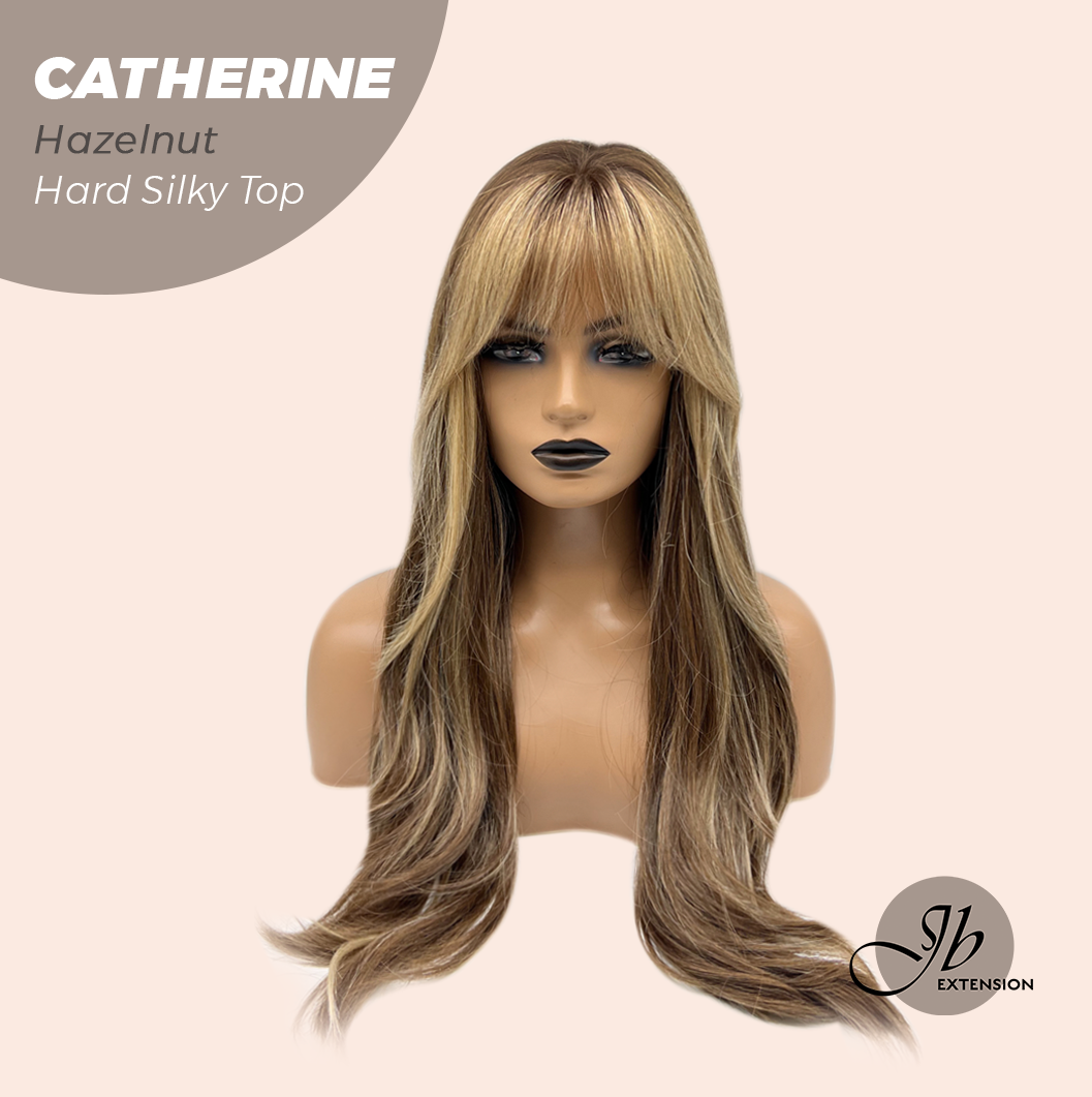 JBEXTENSION 25 Inches Scalpiana Hazelnut 3.5X4 Hard Silky Top Natural Scalp Effect Wig With Bangs CATHERINE HAZELNUT