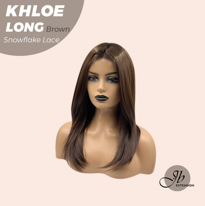 JBEXTENSION 18 Inches Brown Pre-Cut Snowflake Lace Frontlace Glueless Wig KHLOE LONG BROWN【PERMATEASE】【BENDY EAR TABS】- M/L
