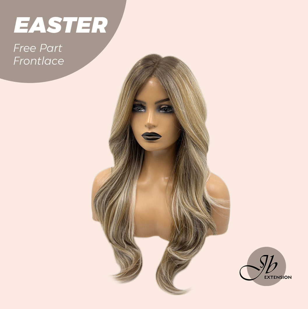 [FINAL SALE] JBEXTENSION 25 Inches Mix Blonde Curly Free Part Pre-Cut Frontlace Glueless Wig EASTER