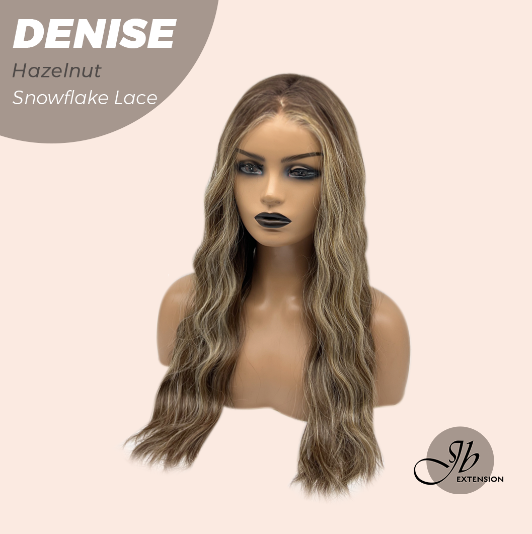 JBEXTENSION 24 Inches Hazelnut Wave Pre-Cut Snowflake Lace Frontlace Glueless Wig DENISE HAZELNUT【PERMATEASE】【BENDY EAR TABS】- M/L