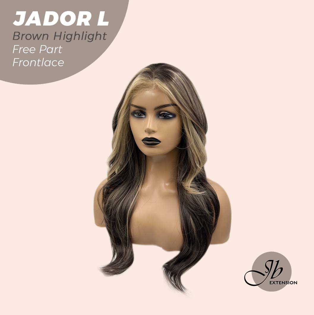 [FINAL SALE] JBEXTENSION 24 Inches Brown Highlight Curly Lace Front Wig.Pre Plucked 13*4 HD Transparent Lace Frontal Handmade Futura Fiber Swiss Lace Synthetic Fiber Pre-Cut Lace Glueless Wig JADOR L BROWN HIGHLIGHT