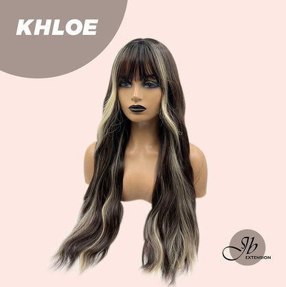 [FINAL SALE] JBEXTENSION 26 Inches Body Wave Natural Black With Blonde Highlight Hair With Full Bangs Wig KHLOE