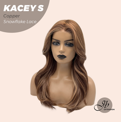 JBEXTENSION 20 Inches Copper Pre-Cut Snowflake Lace Frontlace Glueless Wig KACEY S COPPER【PERMATEASE】【BENDY EAR TABS】- M/L