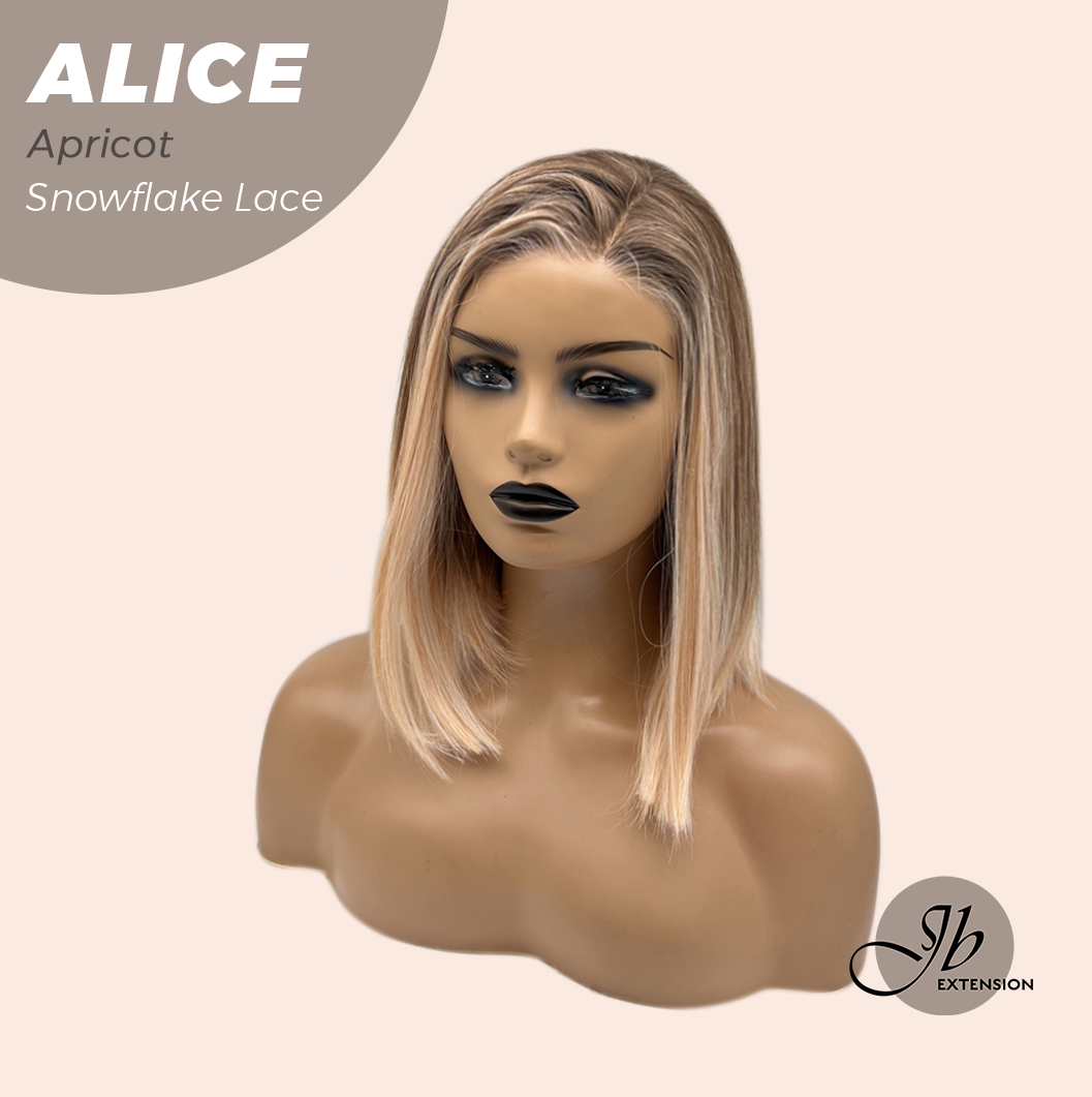JBEXTENSION 12 Inches Apricot Pre-Cut Side Part Snowflake Lace Frontlace Glueless Wig ALICE APRICOT【BENDY EAR TABS】- S/M