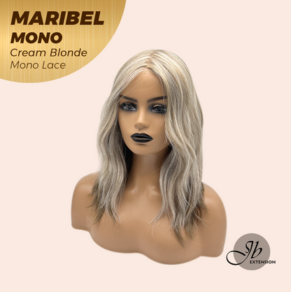 JBEXTENSION MARIBEL MONO CREAM BLONDE Monofilament Handmade Wig 6X5 Full Monofilament Hand Tied Top Wig 16 Inches Cream Blonde Wave Mono Lace Wig With Anti-slip Silicone Strips Glueless Wig MARIBEL MONO CREAM BLONDE【BENDY EAR TABS】