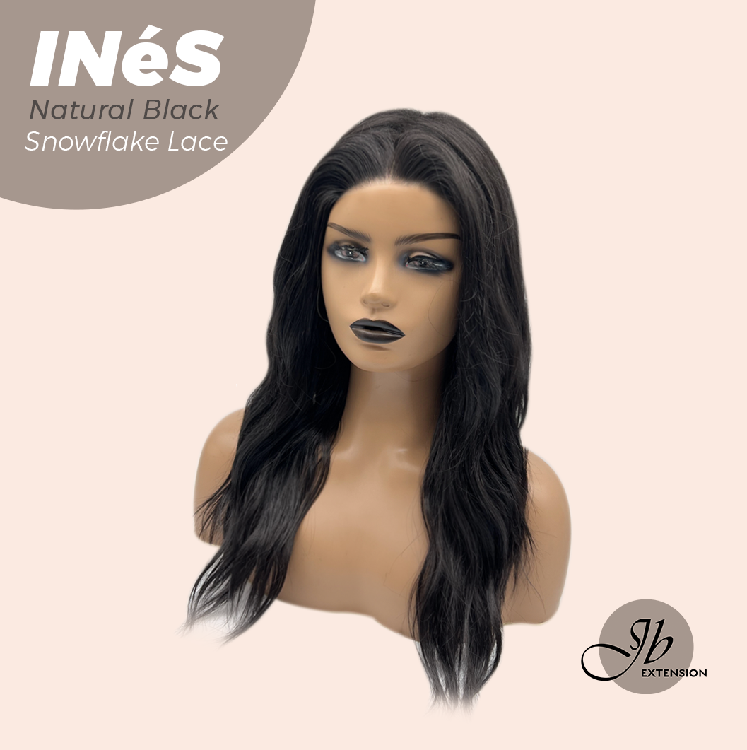 JBEXTENSION 22 Inches Natural Black Pre-Cut Snowflake Lace Frontlace Glueless Wig INéS NATURAL BLACK【PERMATEASE】【BENDY EAR TABS】- M/L
