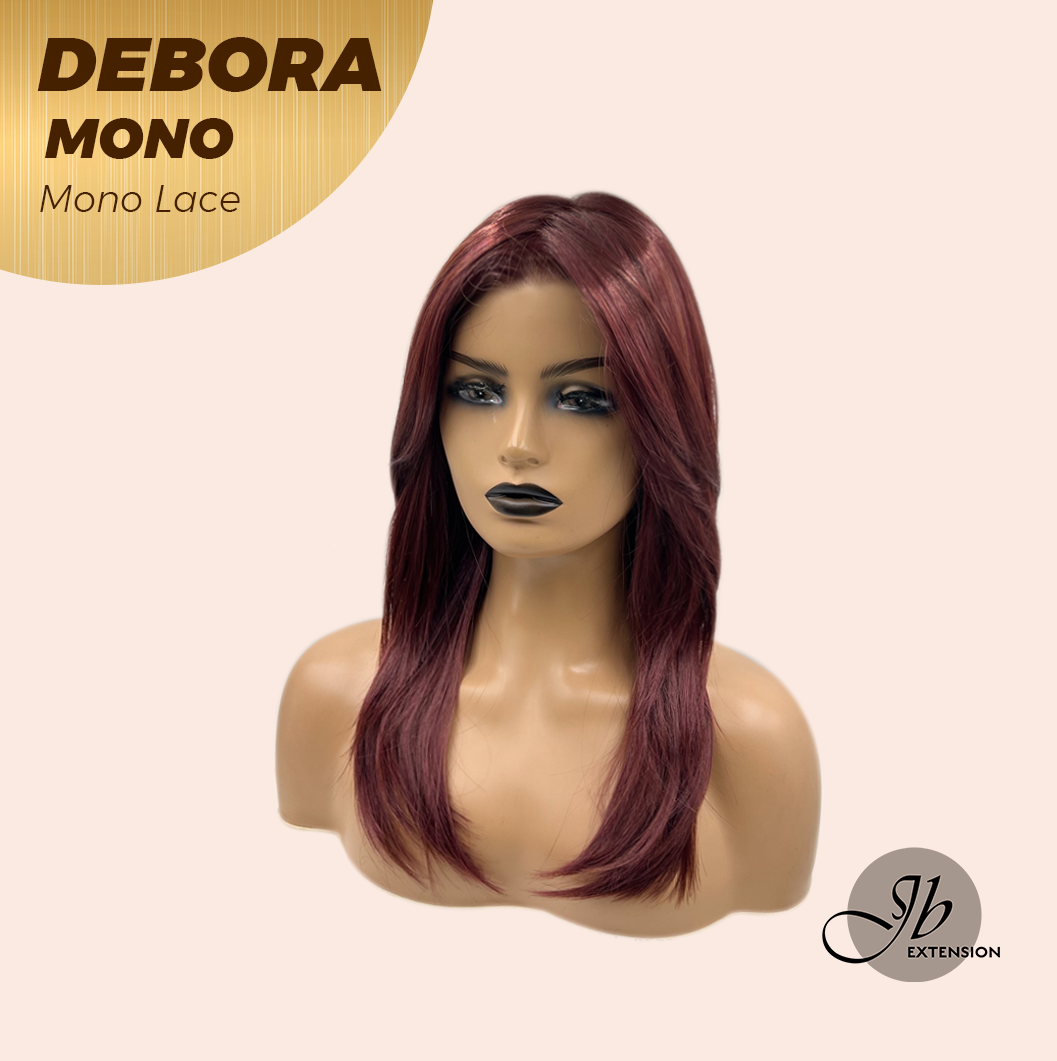 HOT OF SEASON - DEBORA MONO Monofilament Handmade Wig 6X5 Full Monofilament Hand Tied Top Wig 20 Inches Dark Red Mono Lace Wig With Anti-slip Silicone Strips Glueless Wig DEBORA MONO【BENDY EAR TABS】