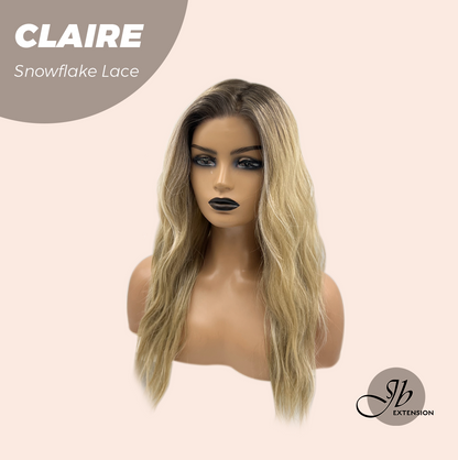 JBEXTENSION 22 Inches Mix Blonde Pre-Cut Snowflake Lace Frontlace Glueless Wig CLAIRE SNOWFLAKE【PERMATEASE】【BENDY EAR TABS】- M/L