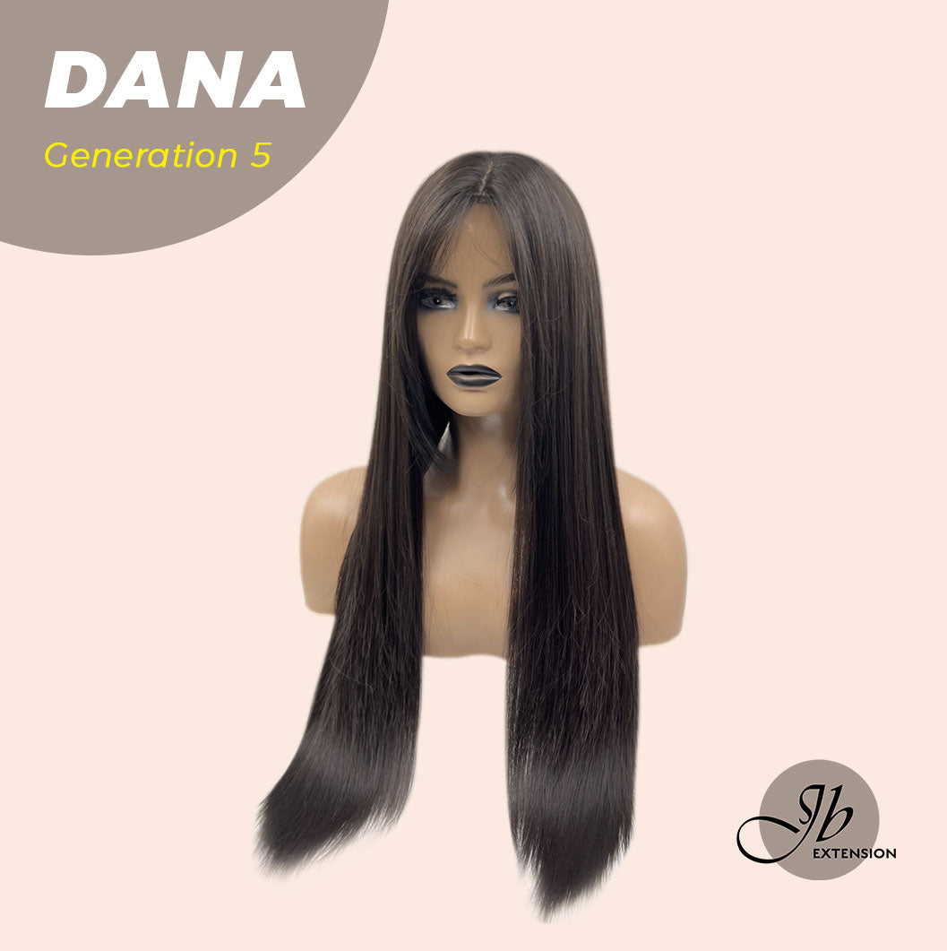 [FINAL SALE] JBEXTENSION GENERATION FIVE 28 Inches Long Tea Black Darkest Brown Straight Wig With Bangs DANA G5