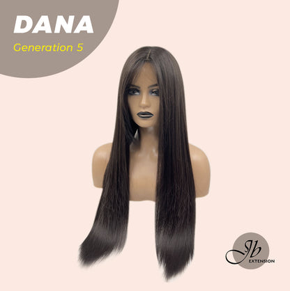 [FINAL SALE] JBEXTENSION GENERATION FIVE 28 Inches Long Tea Black Darkest Brown Straight Wig With Bangs DANA G5