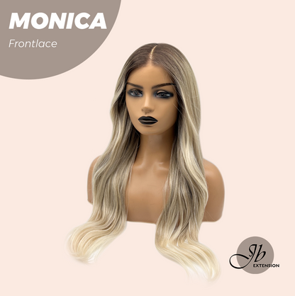 HOT OF SEASON - 26 Inches Curly Ash Blonde with Dark Root Pre-Cut Frontlace Glueless Wig MONICA