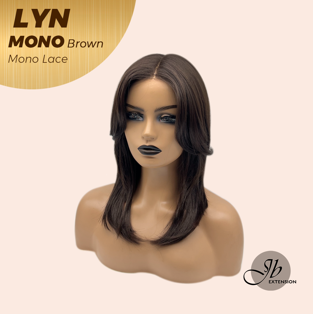 JBEXTENSION LYN MONO Partial Monofilament Wig 17 Inches Brown Partial Mono Lace Glueless Wig LYN MONO BROWN【BENDY EAR TABS】