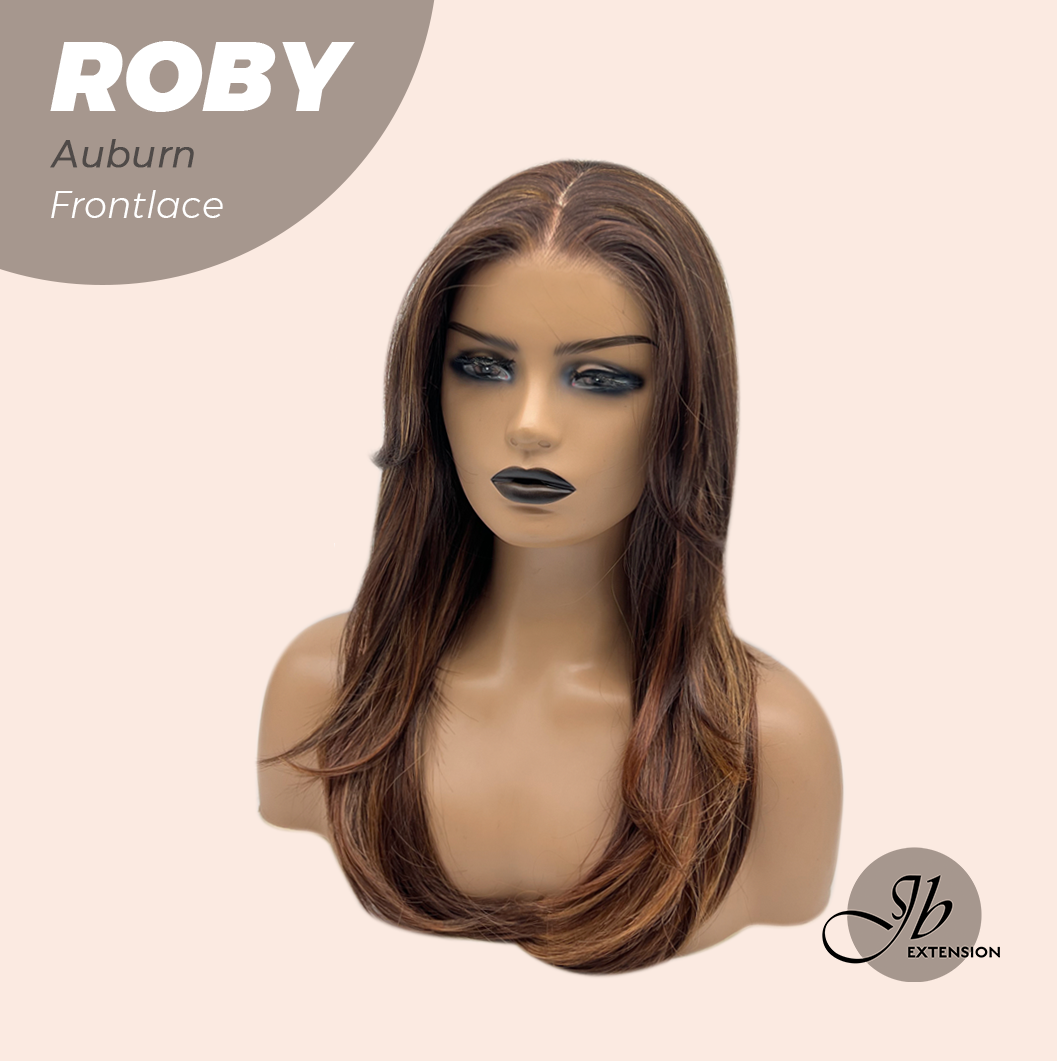 JBEXTENSION 22 Inches Auburn with Highlight Women Pre-Cut Frontlace Glueless Wig ROBY AUBURN