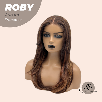 JBEXTENSION 22 Inches Auburn with Highlight Women Pre-Cut Frontlace Glueless Wig ROBY AUBURN