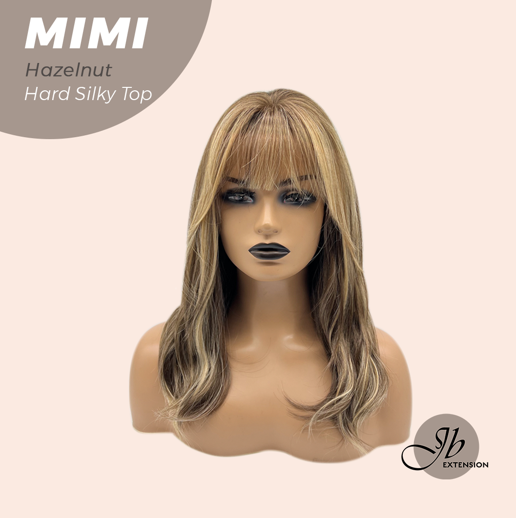JBEXTENSION 16 Inches Scalpiana 3.5X4 Hard Silky Top Natural Scalp Effect Hazelnut Body Wave Wig with Bangs Wig MIMI SILKY TOP - HAZELNUT