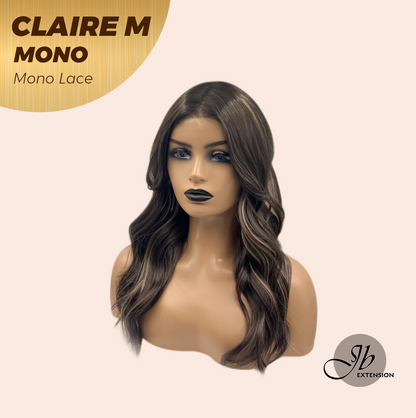 JBEXTENSION CLAIRE MONO Partial Monofilament Wig 22 Inches Brown with Highlight Partial Mono Lace Glueless Wig CLAIRE MONO【BENDY EAR TABS】