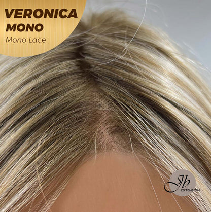 JBEXTENSION VERONICA MONO Monofilament Handmade Wig 6X5 Full Monofilament Hand Tied Top Wig 12 Inches Blonde Wave Mono Lace Wig With Anti-slip Silicone Strips Glueless Wig VERONICA MONO【BENDY EAR TABS】