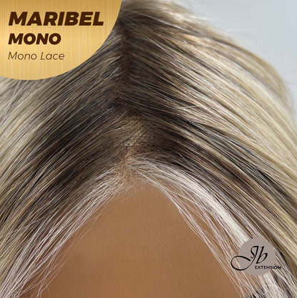 JBEXTENSION MARIBEL MONO Monofilament Handmade Wig 6X5 Full Monofilament Hand Tied Top Wig 16 Inches Blonde With Dark Root Wave Mono Lace Wig With Anti-slip Silicone Strips Glueless Wig Maribel Mono【BENDY EAR TABS】