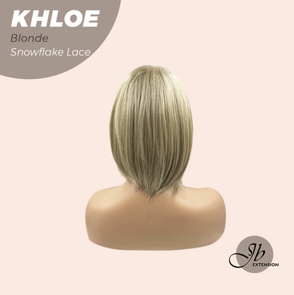 JBEXTENSION 12 Inches Bob Cut Blonde Pre-Cut Snowflake Lace Frontlace Glueless Wig KHLOE BLONDE【PERMATEASE】【BENDY EAR TABS】- M/L