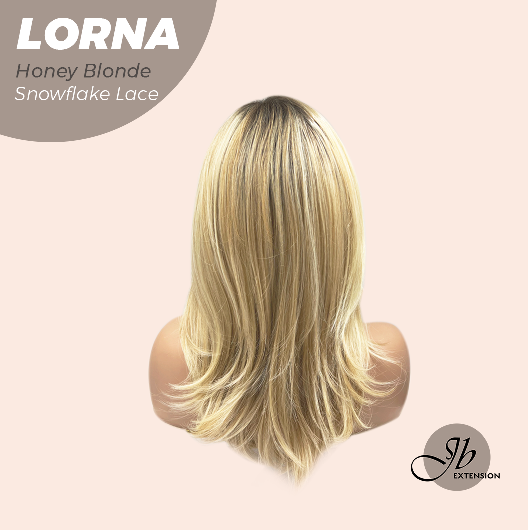 [FINAL SALE] JBEXTENSION 18 Inches Honey Blonde Curly Pre-Cut Snowflake Lace Frontlace Glueless Wig LORNA SNOWFLAKE HONEY BLONDE【PERMATEASE】【BENDY EAR TABS】