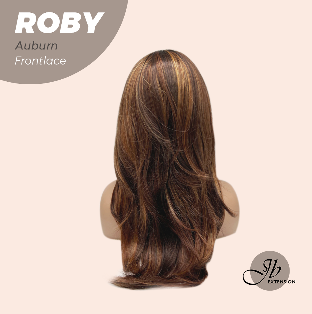 JBEXTENSION 22 Inches Auburn with Highlight Women Pre-Cut Frontlace Glueless Wig ROBY AUBURN